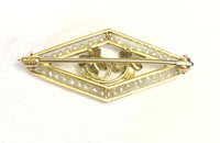 Preowned Yellow Gold Natural Pearl and Enamel Brooch