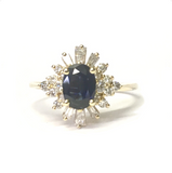 Preowned Yellow Gold Oval Blue Sapphire and Diamond Ring