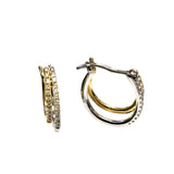 Yellow and White Gold and Diamond Double Hoop Earrings