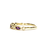 Yellow Gold Diamond and Amethyst Marquise Stack Ring