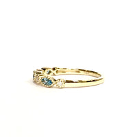 Yellow Gold Diamond and Blue Topaz Marquise Stack Ring