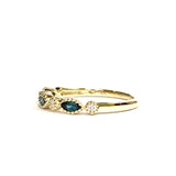 Yellow Gold Diamond and London Blue Topaz Marquise Stack Ring