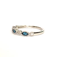 White Gold Diamond and London Blue Topaz Marquise Stack Ring