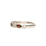White Gold Diamond and Garnet Marquise Stack Ring