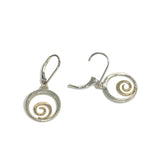 Sterling Silver and Yellow Gold Spiral Leverback Earrings