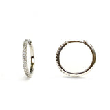 White Gold and Diamond Mid-Size Hoop Earrings