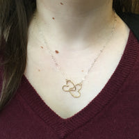 Sterling Silver and Yellow Gold-Filled Linked Hearts Necklace