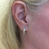 Yellow Gold and Diamond Huggie Hoop Earrings