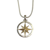 Sterling Silver and Yellow Gold Compass Pendant