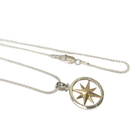 Sterling Silver and Yellow Gold Compass Pendant