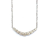 White Gold and Diamond Curved Bar Necklace