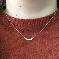 White Gold and Diamond Curved Bar Necklace