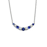 White Gold Sapphire and Diamond Curved Bar Necklace