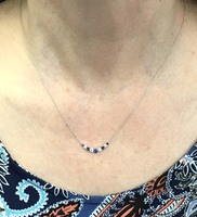 White Gold Sapphire and Diamond Curved Bar Necklace