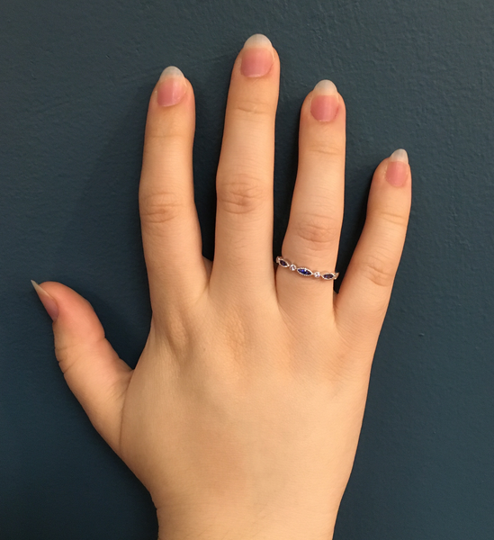 White Gold Sapphire and Diamond Bezel-Set Stack Band White Gold Sapphire and Diamond Bezel-Set Stack Band