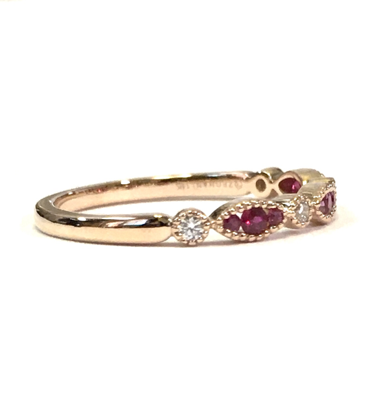 Ruby Stack Band Rose Gold Ruby and Diamond Bezel-Set Stack Band – Continental Jewelers ...