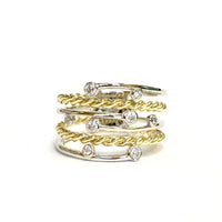 Yellow and White Gold Diamond Crossover Dress Band